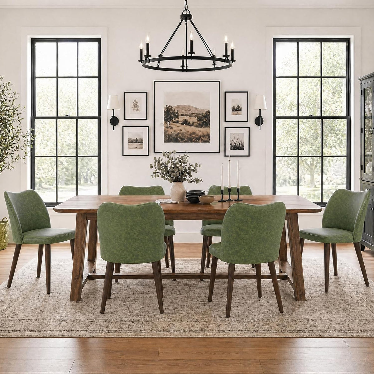 MALOL Dining Chairs Set of 6, Upholstered Fabric Kitchen Chairs with Curved Back, Padded Seat and Solid Wood Legs, Modern Dining Chair for Kitchen Dining Room, Camel