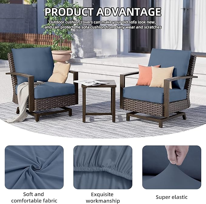 8Pcs Outdoor Cushion Covers, Patio Cushion Covers, Stretch Elastic Slipcovers - Image 4