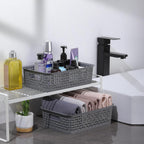 NETANY Plastic Storage Baskets - 8 Pack, Gray, Durable, Easy to Use, Flexible, Multi-Purpose, Ideal for Closets, Cabinets, Shelves, Countertops