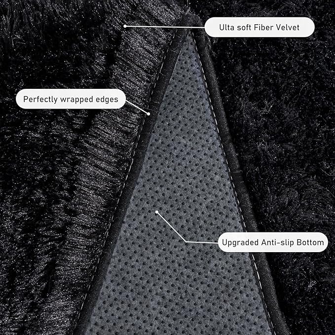 Black Rug for Bedroom, Soft Shaggy Modern Shag 4x6 Area Rugs for Living Room - Image 5