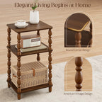 Yoobure Small Side Table - Walnut End Tables Living Room with Spindle Legs