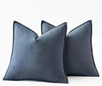 MIULEE Decorative Linen Euro Sham Pillow Covers 26x26 Inch Blue Ashes