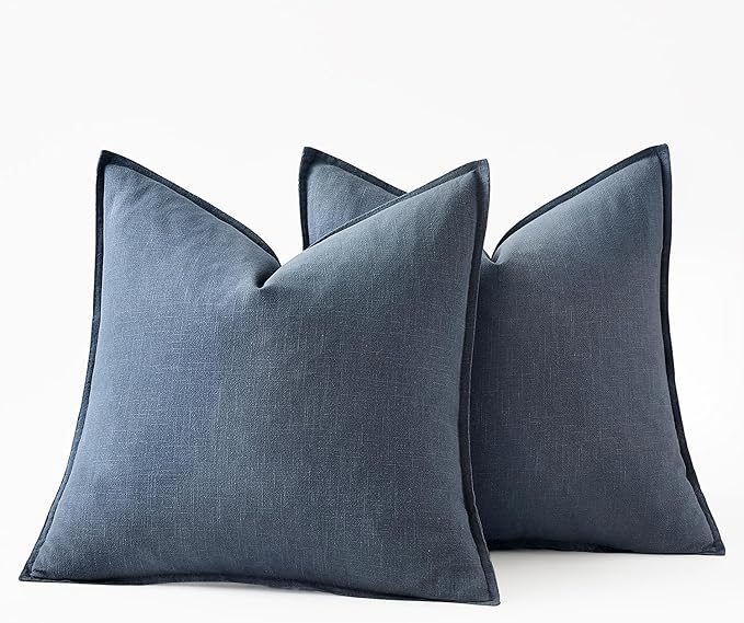 MIULEE Decorative Linen Pillow Covers 20x20 Inch Blue Ashes Boho Farmhouse - Image 7