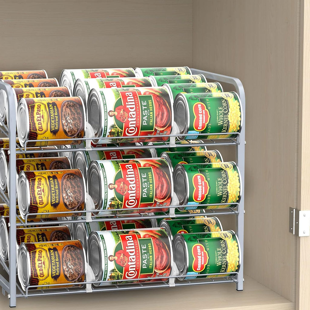 BTY Can Organizer for Pantry Stackable 2 Pack, Can Storage Organizer Rack Stacking Can Dispensers Small Space Holds up to 36 Cans for Pantry, Kitchen, Cabinet- Silver