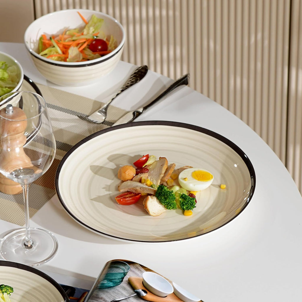 Melamine Dinnerware Set for 4, 12Pcs Dinner Dishes Set,Off White