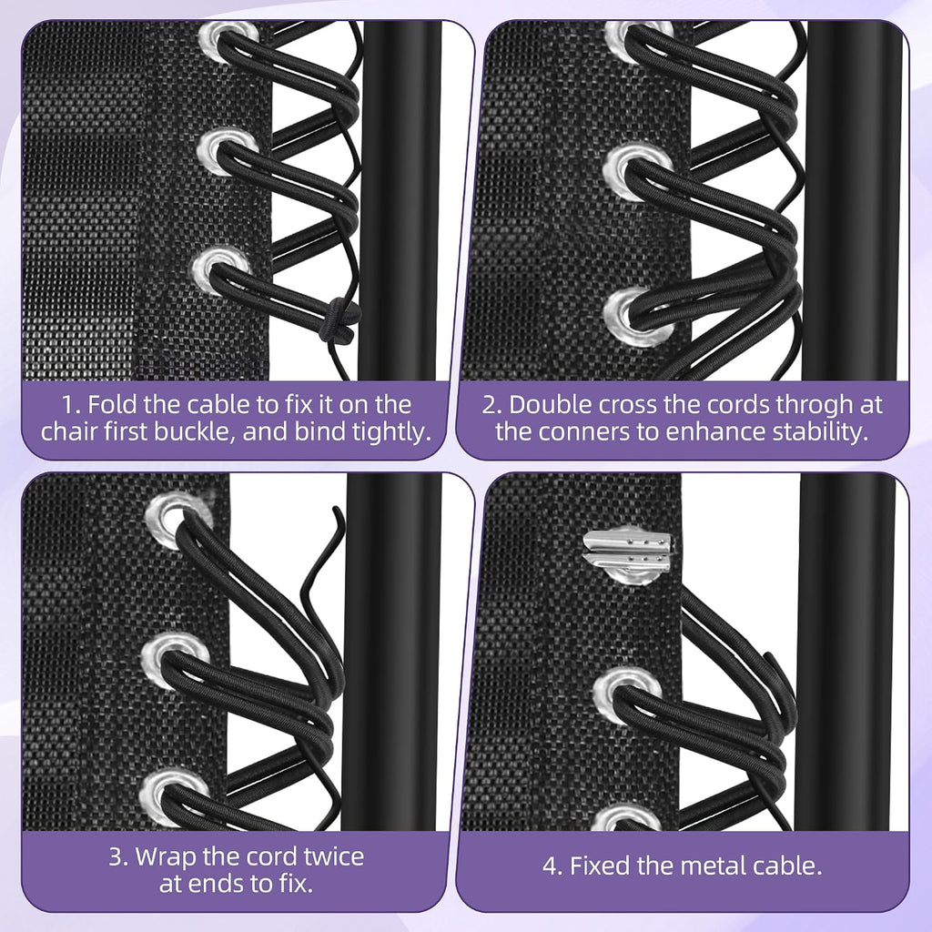 12 Pack Replacement Cord for Zero Gravity Chair, Black