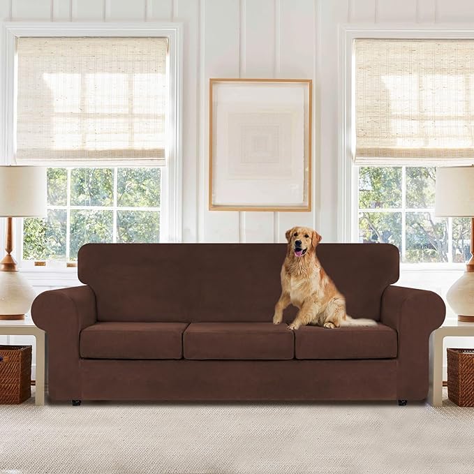 WEERRW 4 Pieces Velvet High Stretch Couch Covers - Image 2