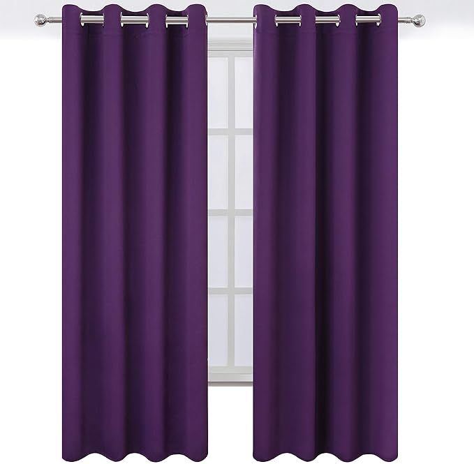 LEMOMO Blackout Curtains 66 x 95 inch/Purple Curtains Set of 2 Panels/Thermal - Image 2