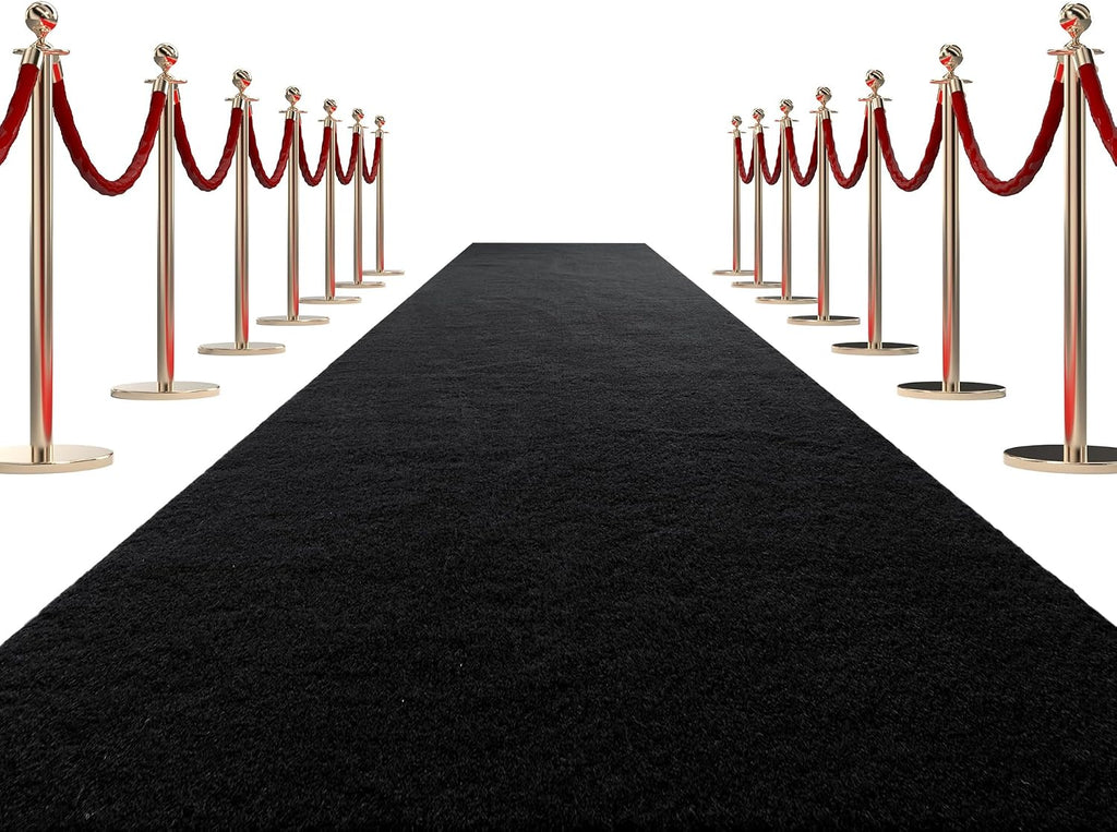 HOMBYS 450 GSM Extra Thick 3x10 ft Black Carpet Runner for Partys & Events, Heavy-Duty Felt Aisle Runway Rug for Steps, Prom Proposal & Wedding Ceremony Decorations, Hollywood Oscars for VIP Awards