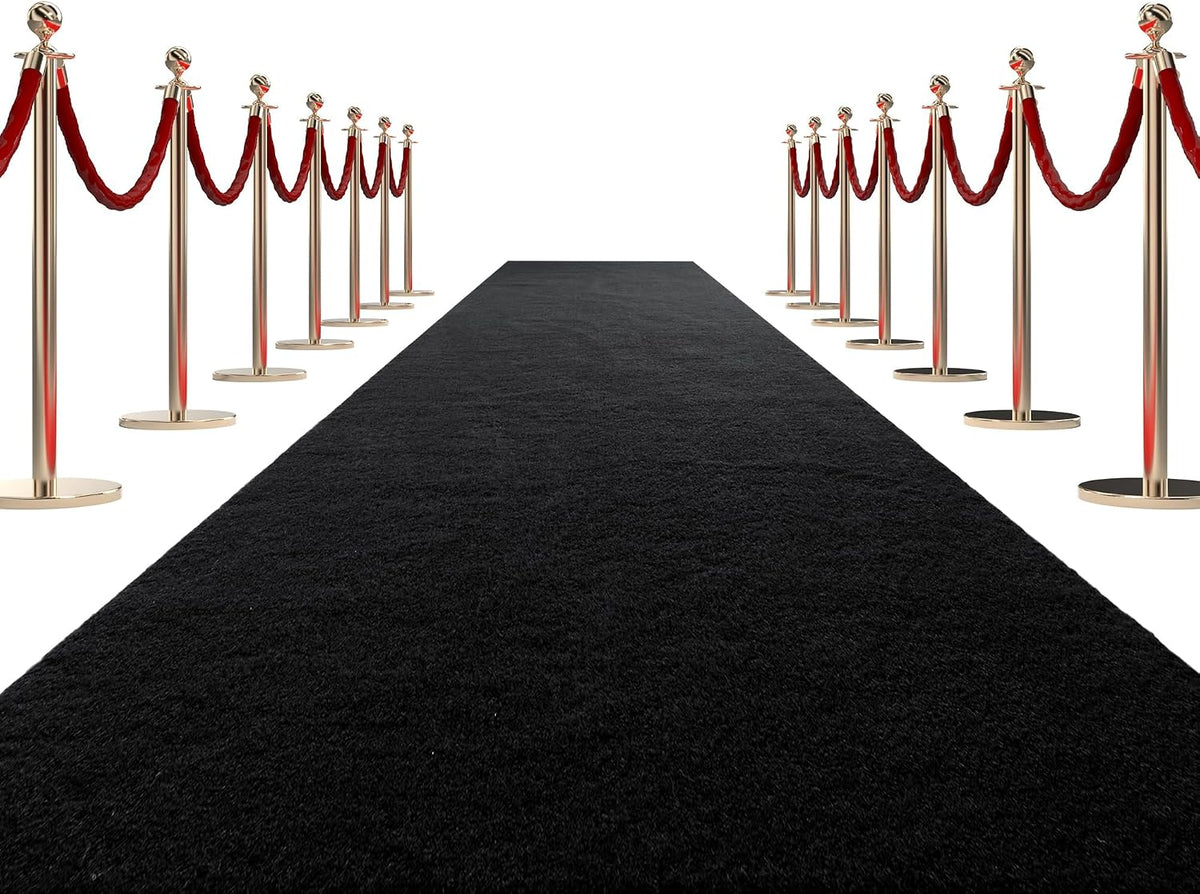 HOMBYS 450 GSM Extra Thick 3x10 ft Black Carpet Runner for Partys & Events, Heavy-Duty Felt Aisle Runway Rug for Steps, Prom Proposal & Wedding Ceremony Decorations, Hollywood Oscars for VIP Awards