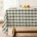 Softalker Gingham Rectangle Tablecloth with Tassel, Coffee, 55" x 84"