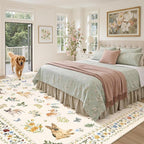 Soalmost Dog 8x10 Area Rugs for Living Room, Machine Washable Animal Floral - Image 3