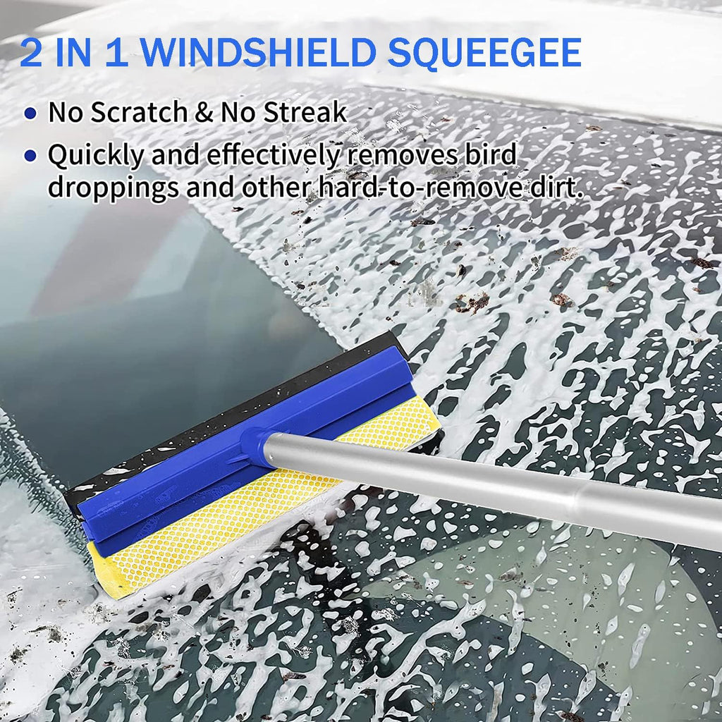 Wontolf 4-in-1 Window Squeegee, 79'' Window Cleaner Tool with Extension Pole, Window Cleaning Kit with Storage Bag, Rotatable Window Washing Kit Equipment for Home, Outdoor High Windows, Glass, Shower