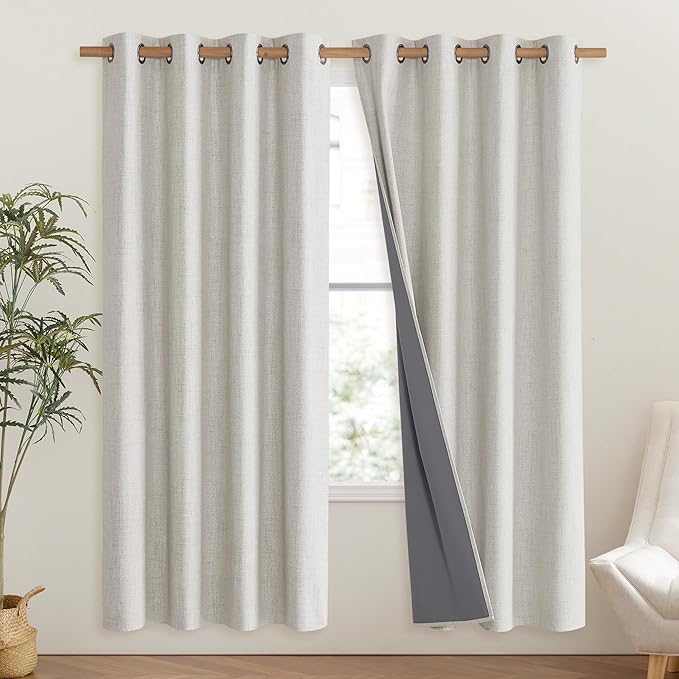 NICETOWN Snowbound Vintage Linen 100% Blackout Curtains - Image 2