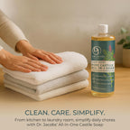 Dr. Jacobs Naturals Peppermint Castile All-in-One Cleaner and Soap - Plant-Based Formula for House Cleaning Floors and Appliances - Gentle on Skin and the Planet - 32 oz, 1 Pack