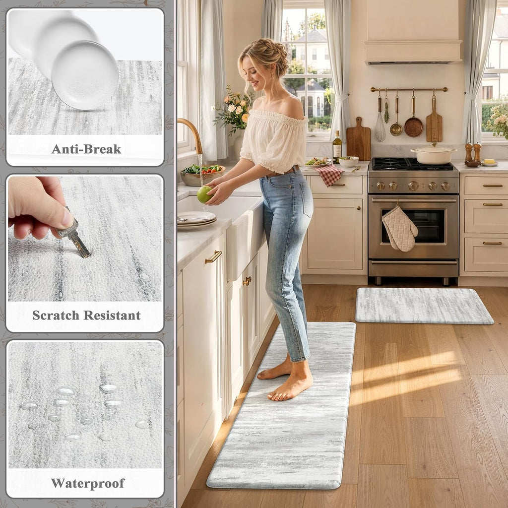 KIMODE Anti Fatigue Kitchen Mats for Floor, Abstract Farmhouse Kitchen Rugs