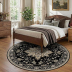 Area Rugs 8ft Washable Non-Slip, Floral Vintage Distress Print Pattern - Image 3