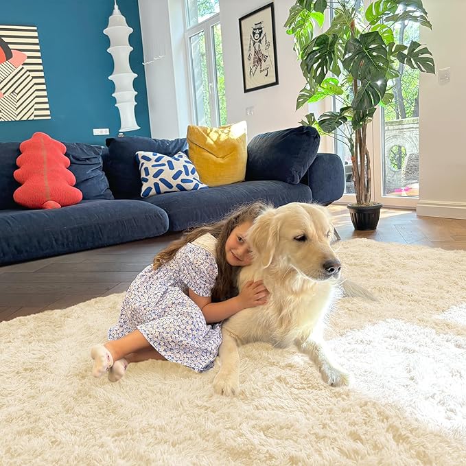 OLANLY Area Rugs for Living Room Bedroom, Machine Washable 4x5.9 ft Soft Fluffy - Image 3