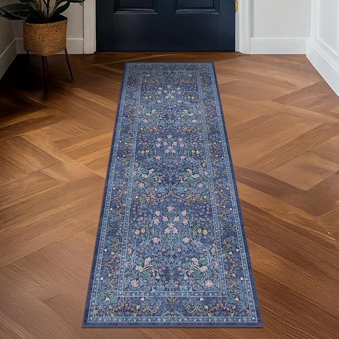 Non Slip Dark Blue 2x5 Runner Rug - Image 3