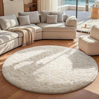 Ophanie Round Rugs 7Ft Ivory Circle Area Rug, Aesthetic Room Decor, Fluffy - Image 3
