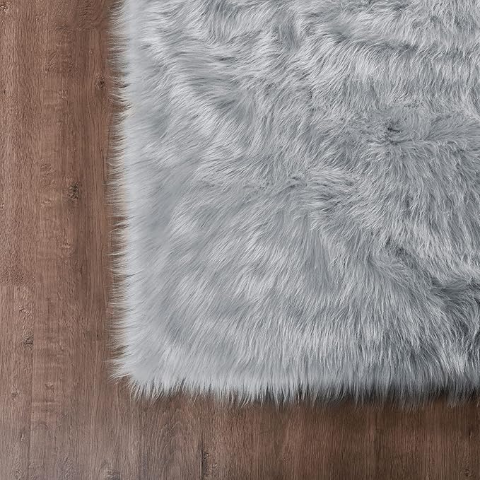 Goolela Grey Area Rug 9x12 Fluffy Fuzzy Furry Rug - Image 6