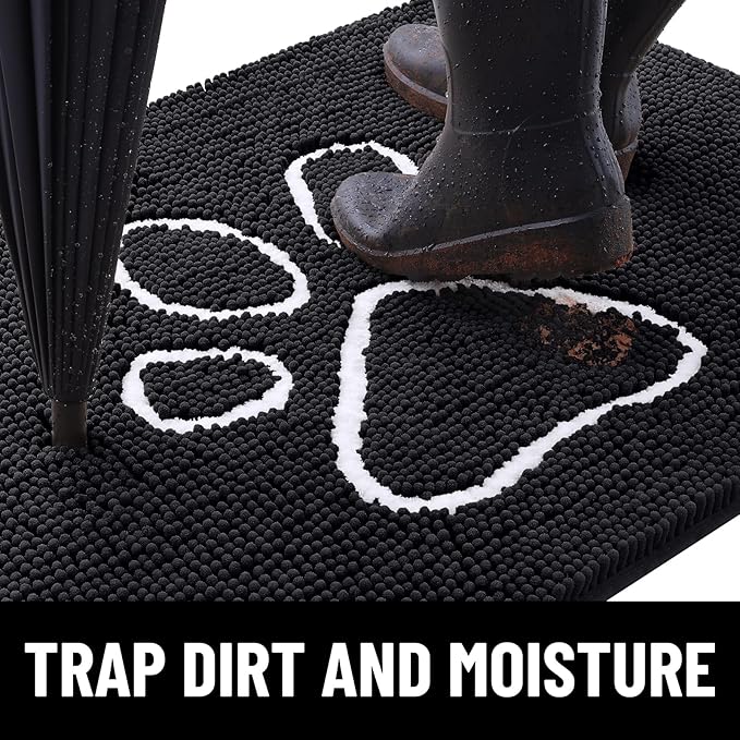 Smiry Dog Door Mat for Muddy Paws, Absorbent Dirt Trapper Non Slip Quick Dry - Image 2