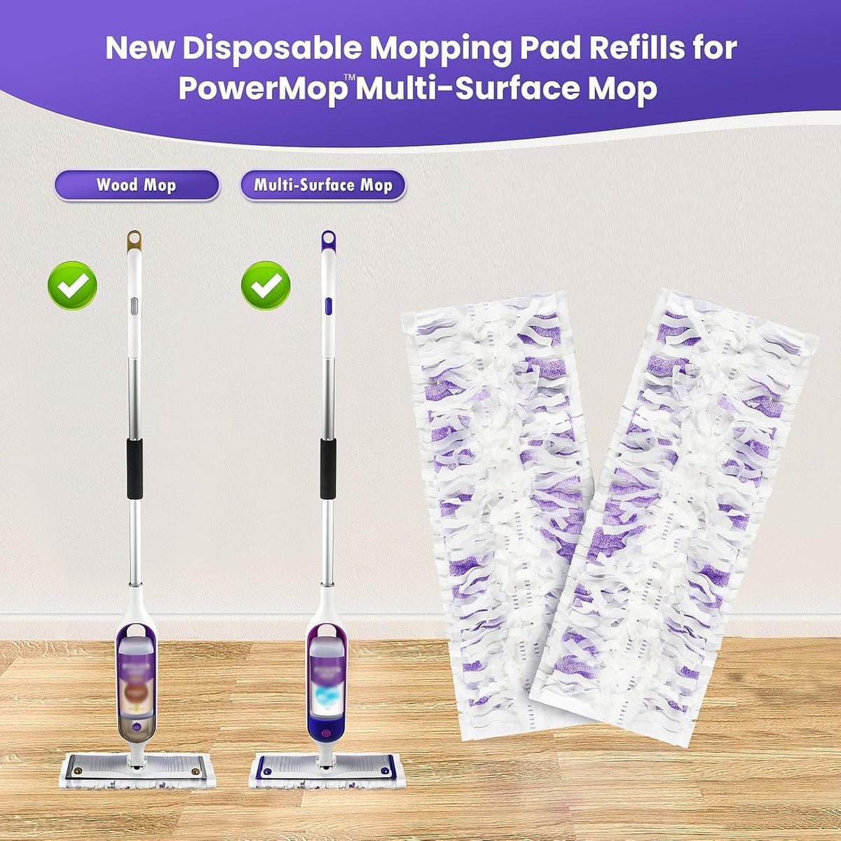 30 Pack Power Mop™ Pad Refills for Swiffer® PowerMop™ Multi-Surface Mop, Powermop™ Multi-Surface Mop Pad Replacement Kit