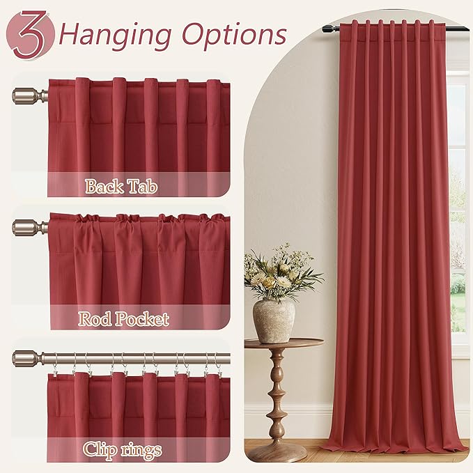 Guken 100% Blackout Linen Curtains 63 Inch Length 2 Panels Set - Image 6