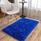 Soft Runner Rugs for Bedroom Hallways, 2x3 Royal Blue Fluffy Shag Throw Area - Image 2