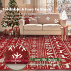 Christmas Runner Rug 2x6 Washable Rugs, Boho Christmas Tree Snowflake Rug - Image 7