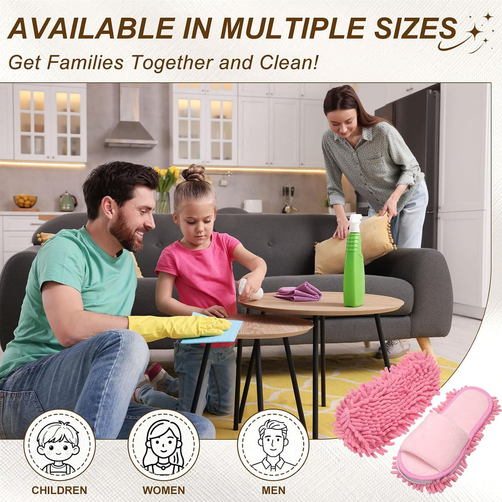 uxcell Microfiber Mop Slippers, Chenille Detachable Mop Shoes Washable Reusable House Slippers for Floor Cleaning Office Home Use Women Men, Small Size 9.6", Black and White Striped