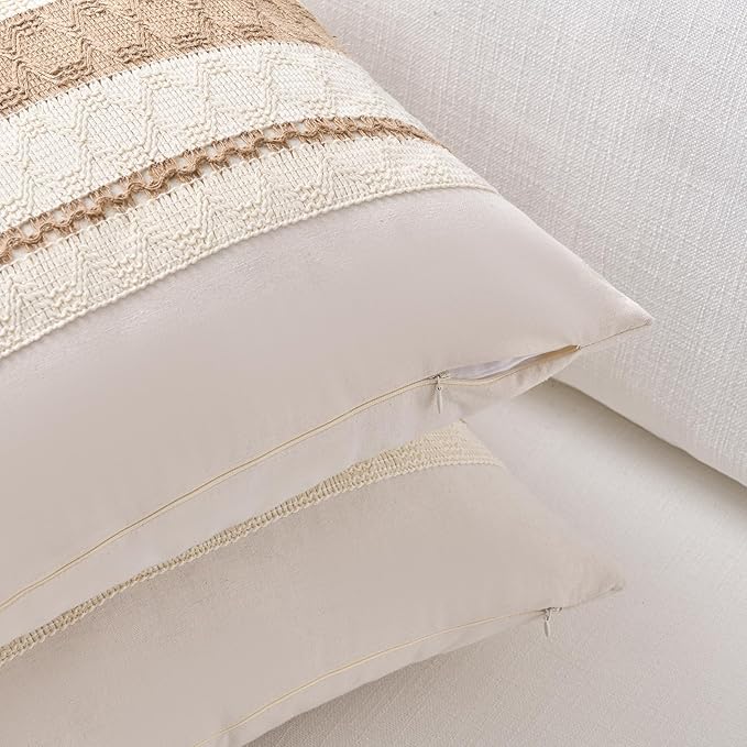 Fancy Homi Set of 1 Boho Neutral Long Lumbar Decorative Throw Pillow Cover - Image 3
