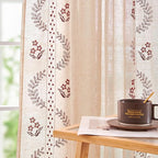 jinchan Belrose Linen Curtains for Bedroom Floral Curtains 84 Inch Length Linen by JINCHAN