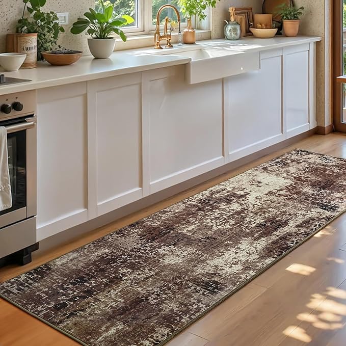 2x6 Brown Rug Runners for Hallways Kitchen Runner Rug Non Slip Washable Coffee - Image 3