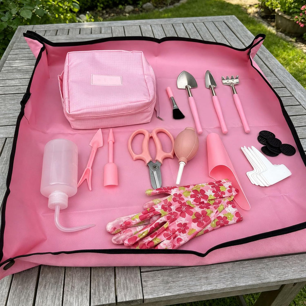 34 Pcs Succulent Tools Set for Plant Care, Mini Gardening Tools for Indoor Plants, Repotting & Pruning, Ideal for Beginners & Women Pink