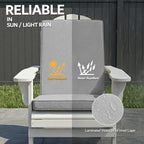 Adirondack Chair Cushion - Removable Cover, Water-Repellent & Fade-Resistant Faux Linen, Securing Straps, Non-Slip Bottom, Fit for Most Outdoor Adirondack & Rocking Chairs - Light Grey