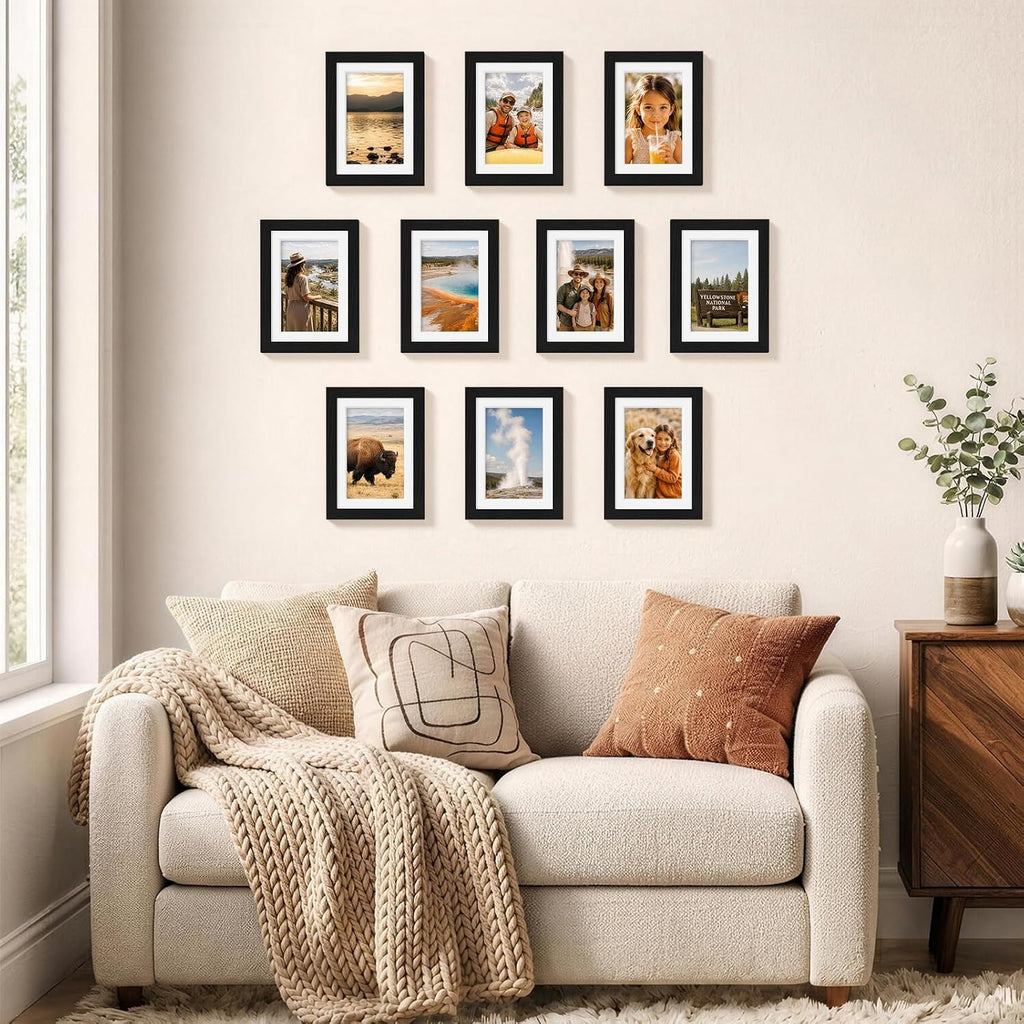 Vittanly 5x7 Picture Frames Set of 10 for Wall or Tabletop Display, Black