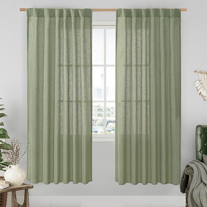 LAMIT Sage Green Linen Curtains by LAMIT