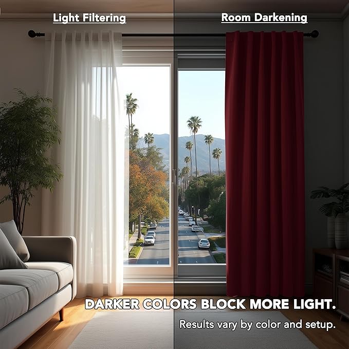 Deconovo Blackout Curtains, Thermal Insulated, W70 x L95 2 Panels, Back Tab - Image 3
