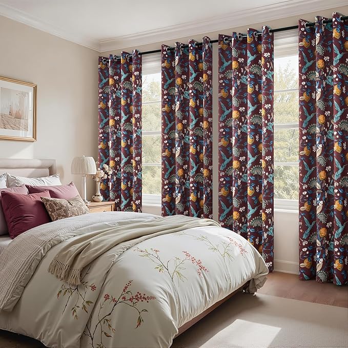 Topfinel Rust Boho Floral Curtains 90 Inches Long 2 Panels Unique Luxury - Image 6