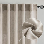 MIULEE Burlywood Birch Linen Curtains 96 Inches Long 2 Panels - Image 2