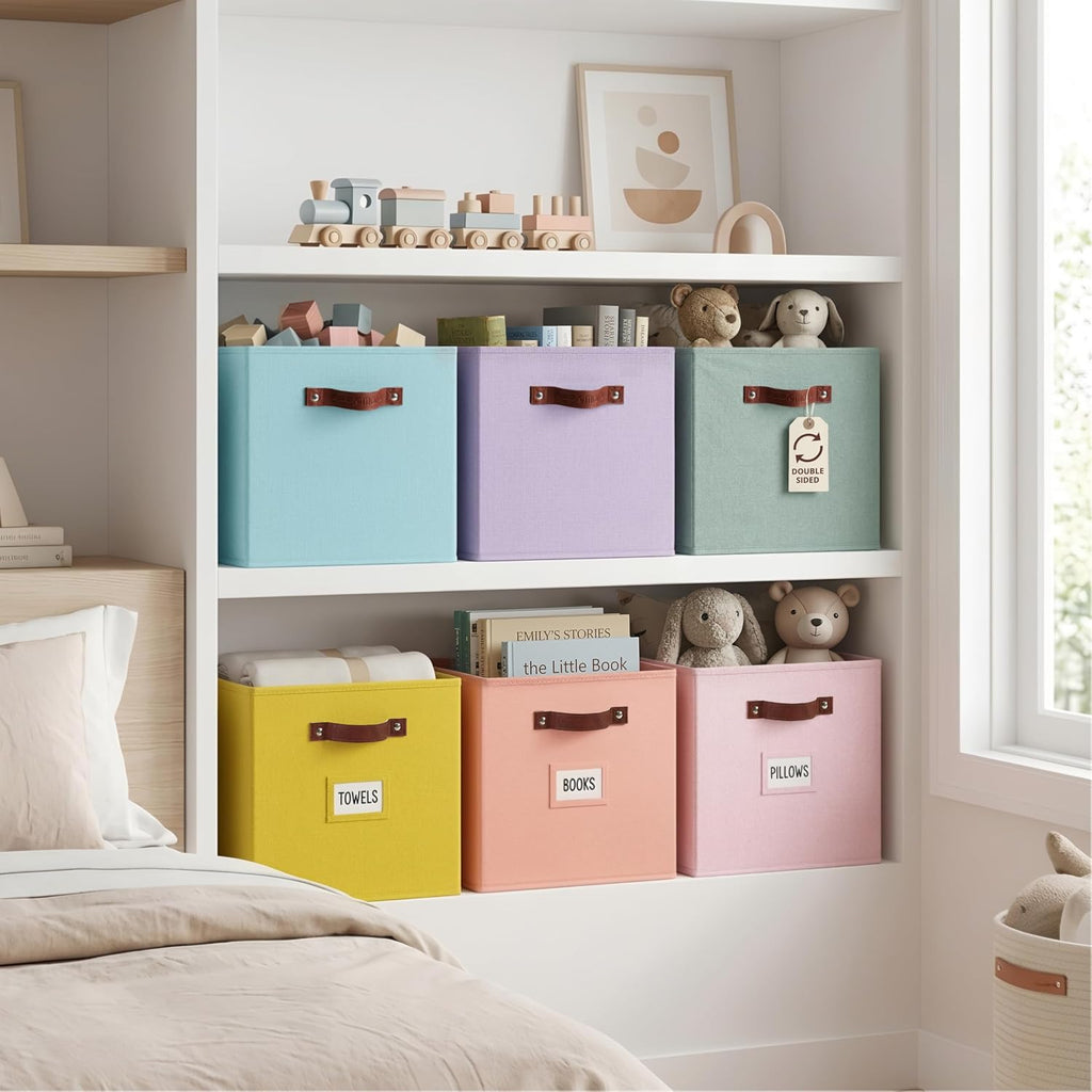 DECOMOMO Storage Bins, Cube Storage Bin with Labels