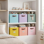 DECOMOMO Storage Bins, Cube Storage Bin with Labels