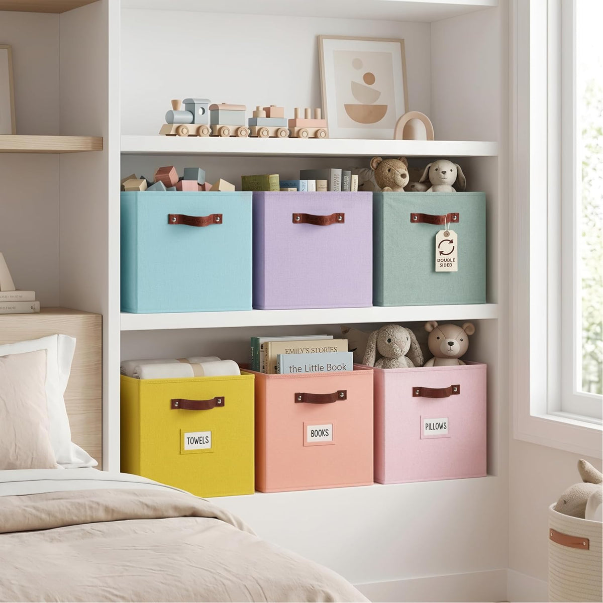 DECOMOMO Storage Bins, Cube Storage Bin with Labels