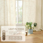 LAMIT Beige Linen Curtains 72 Inches Long 2 Panels - Image 4