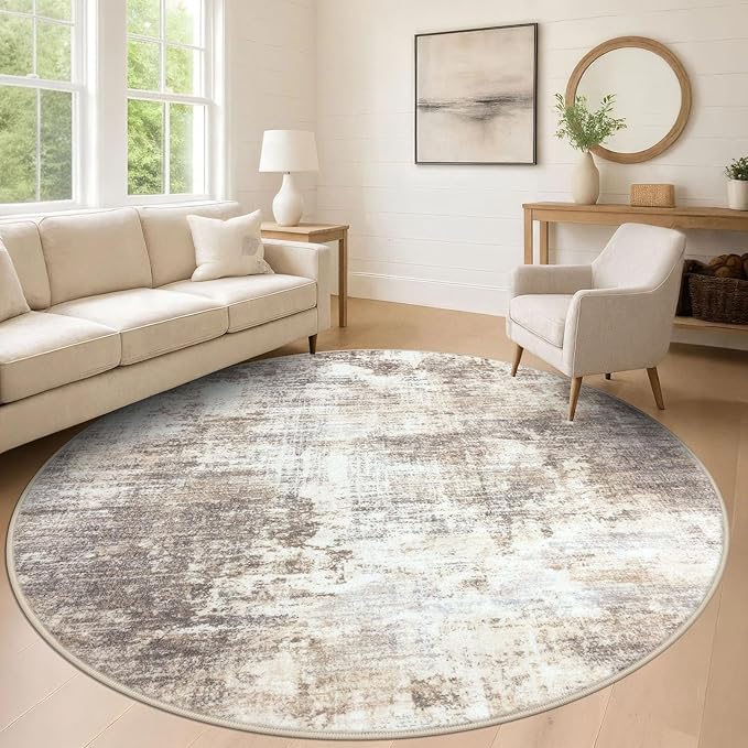 IOHOUZE Abstract Round Area Rug 8 Ft Washable Circle Rugs Large Round Rug Non by iOhouze