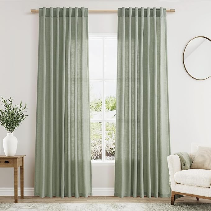 Nanspring Desert Sage Linen Curtains 84 Inch Length 2 Panels Set by Nanspring