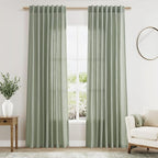 Nanspring Desert Sage Linen Curtains 84 Inch Length 2 Panels Set by Nanspring