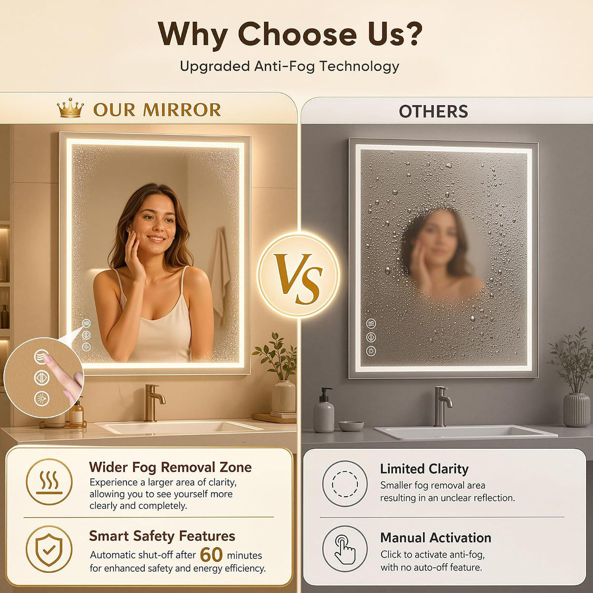 Antok 30x36 LED Bathroom Mirror with Lights, Backlit + Frontlit