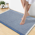 Smiry Waffle Bath Mat 30X18, Soft Absorbent Bathroom Rugs, Blue & Cream